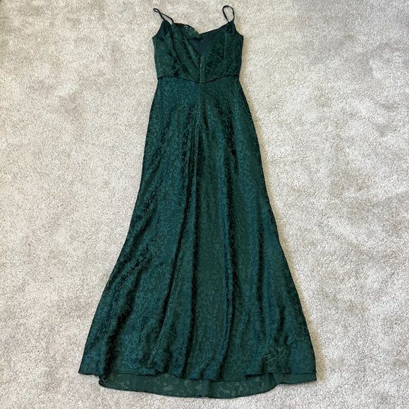 Jenny Yoo Collection Dahlia Gemma Satin Dress Size 4 Emerald Green Maxi - Picture 2 of 12